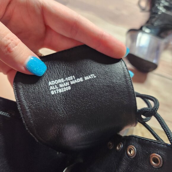 Pleaser Adore Black Clear Open Toe Lace Up platform Boots - Picture 3 of 10